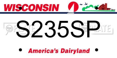 S235SP Wisconsin License Plate