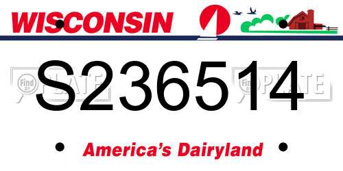 S236514 Wisconsin License Plate