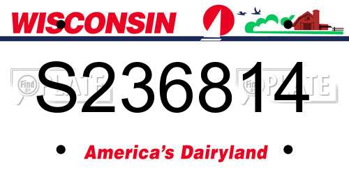 S236814 Wisconsin License Plate