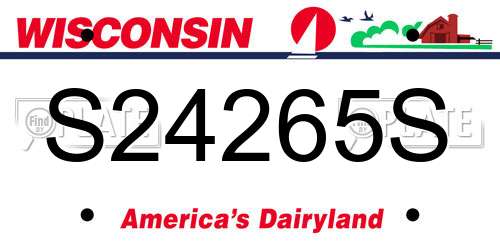 S24265S Wisconsin License Plate