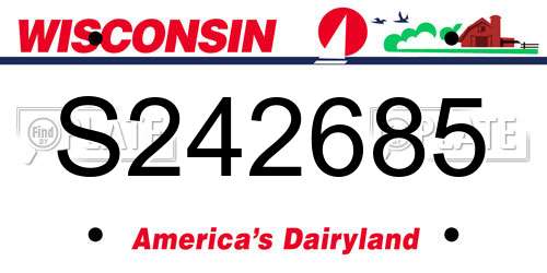 S242685 Wisconsin License Plate