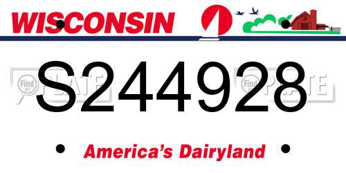 S244928 Wisconsin License Plate