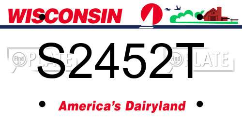 S2452T Wisconsin License Plate