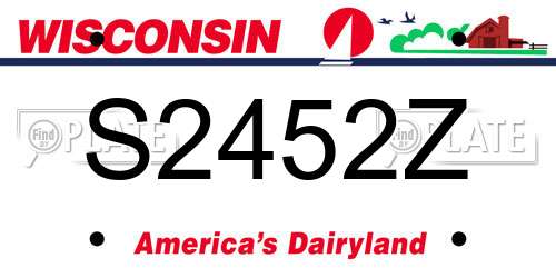 S2452Z Wisconsin License Plate
