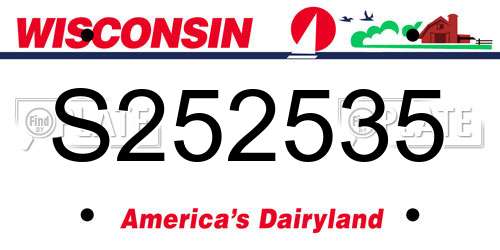 S252535 Wisconsin License Plate