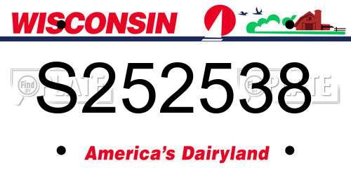S252538 Wisconsin License Plate