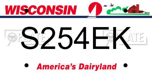 S254EK Wisconsin License Plate