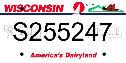 S255247 Wisconsin License Plate