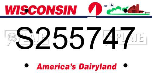 S255747 Wisconsin License Plate
