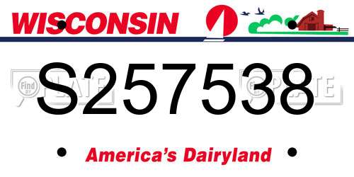 S257538 Wisconsin License Plate