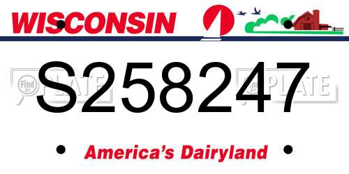 S258247 Wisconsin License Plate