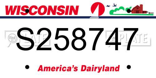 S258747 Wisconsin License Plate