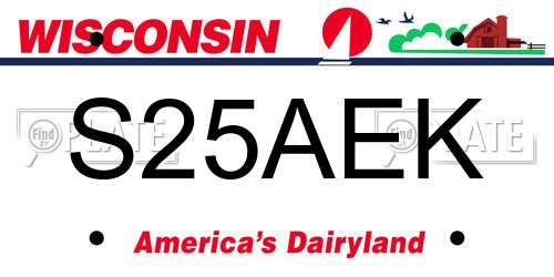 S25AEK Wisconsin License Plate