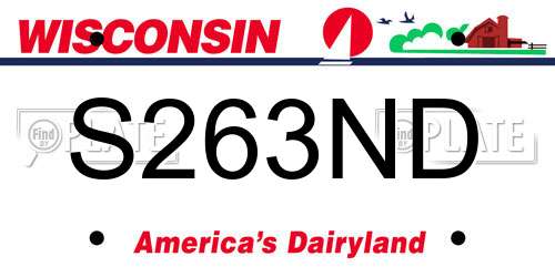 S263ND Wisconsin License Plate