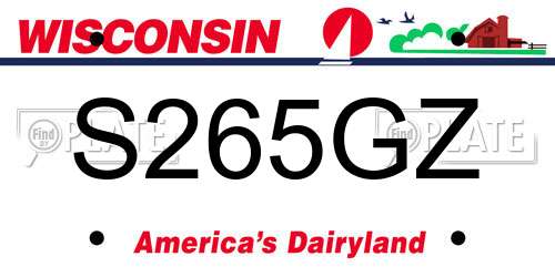 S265GZ Wisconsin License Plate