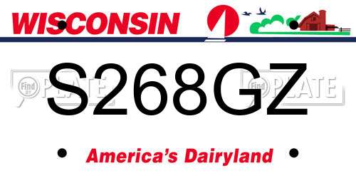 S268GZ Wisconsin License Plate