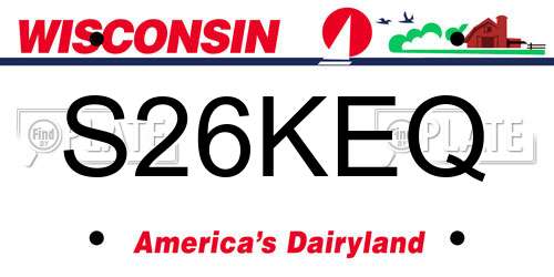 S26KEQ Wisconsin License Plate