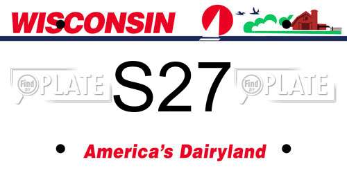 S27 Wisconsin License Plate