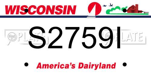 S2759I Wisconsin License Plate