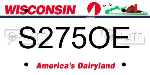 S275OE Wisconsin License Plate