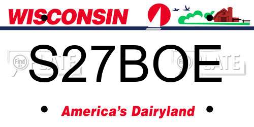 S27BOE Wisconsin License Plate