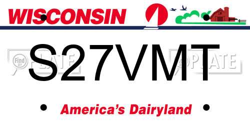 S27VMT Wisconsin License Plate