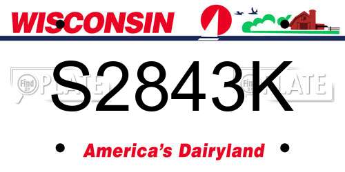 S2843K Wisconsin License Plate