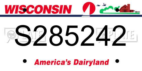 S285242 Wisconsin License Plate
