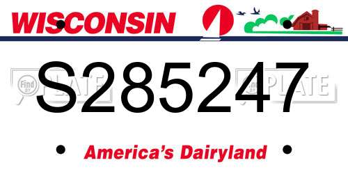 S285247 Wisconsin License Plate