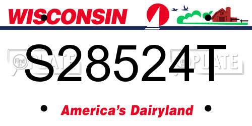 S28524T Wisconsin License Plate