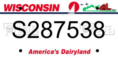 S287538 Wisconsin License Plate