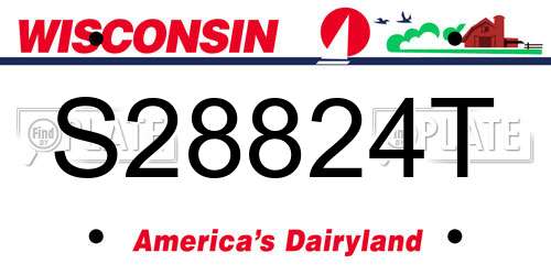 S28824T Wisconsin License Plate