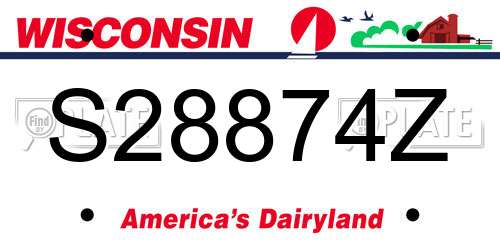 S28874Z Wisconsin License Plate