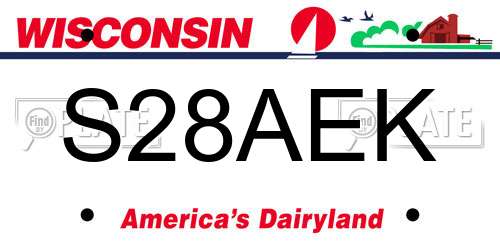 S28AEK Wisconsin License Plate