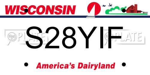 S28YIF Wisconsin License Plate