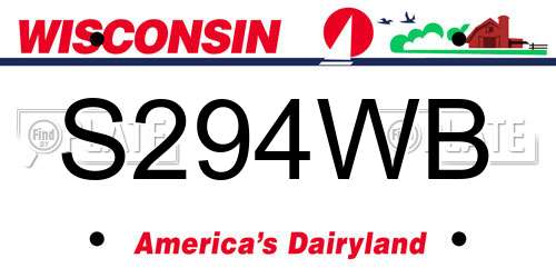 S294WB Wisconsin License Plate