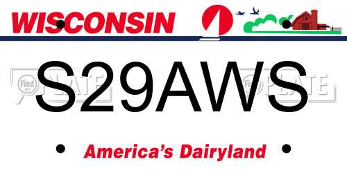 S29AWS Wisconsin License Plate