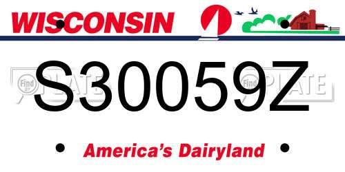 S30059Z Wisconsin License Plate
