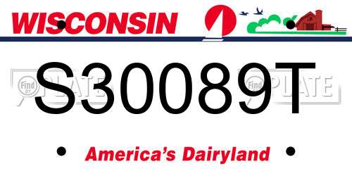 S30089T Wisconsin License Plate