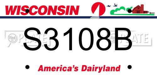 S3108B Wisconsin License Plate