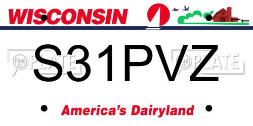 S31PVZ Wisconsin License Plate