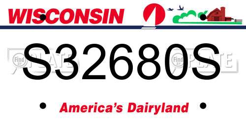 S32680S Wisconsin License Plate