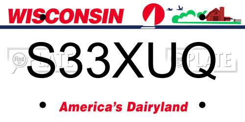 S33XUQ Wisconsin License Plate