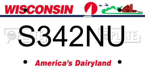 S342NU Wisconsin License Plate