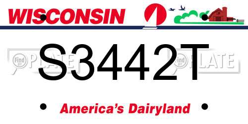 S3442T Wisconsin License Plate