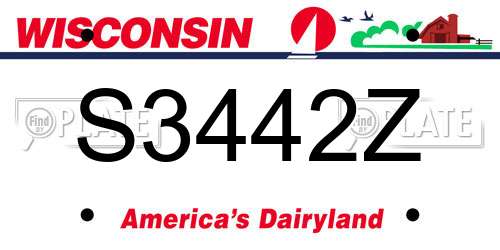 S3442Z Wisconsin License Plate