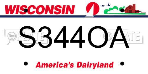 S344OA Wisconsin License Plate