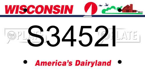 S3452I Wisconsin License Plate
