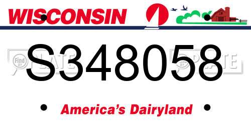 S348058 Wisconsin License Plate