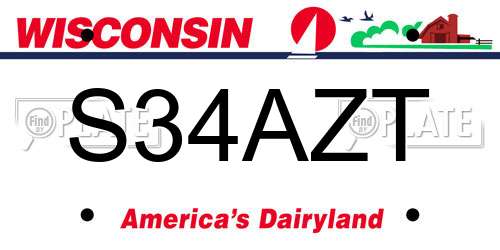 S34AZT Wisconsin License Plate